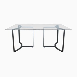 Glass & Steel Dining Table, 1980s