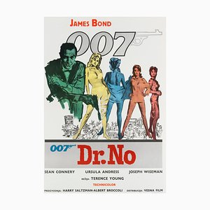 Póster de película vintage original de James Bond Dr. No, yugoslavo, 1962