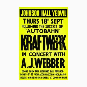 Póster de concierto del Reino Unido vintage original de Kraftwerk, Yeovil, 1975