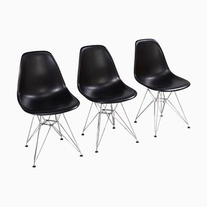 Chaises de Salon DSR Noires par Charles & Ray Eames pour Vitra, Set de 3
