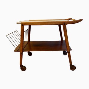 Mid-Century Bar Tea Serving Cart with Newspaper Compartment, 1960s