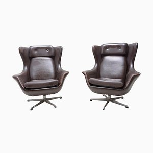 Leather Swivel Armchairs from UP Zavody, 1970s, Set of 2