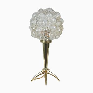 Mid-Century Bubble Glass and Brass Table Lamp by Helena Tynell for Limburg, 1960s