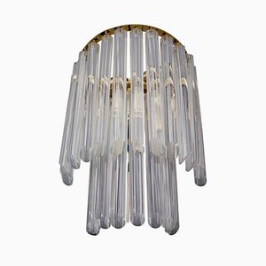 White Murano Glass and Brass Wall Sconce from Venini, Italy, 1960s