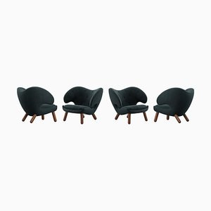 Pelican Chairs Upholstered in Wood and Fabric by Finn Juhl, Set of 4