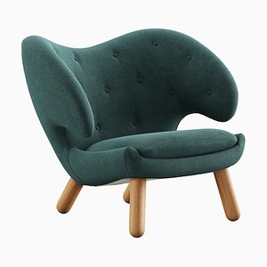 Pelican Chair Upholstered in Wood and Fabric by Finn Juhl