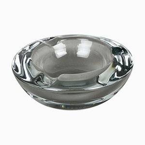 Large French Lucid Crystal Glass Shell Bowl Ashtray from Art Vannes, France, 1970s
