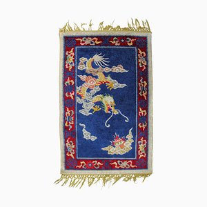 Chinese Pictorial Handmade Silk Rug with Dragon