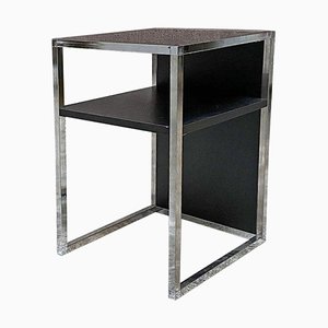 Italian Modern Chromed Steel Wood & Glass Table from Stereo and Vinyls, 1990s