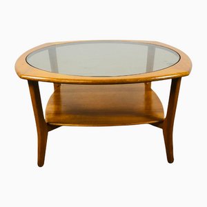 Vintage Two-Tier Smoked Glass Teak Coffee Table, 1960s