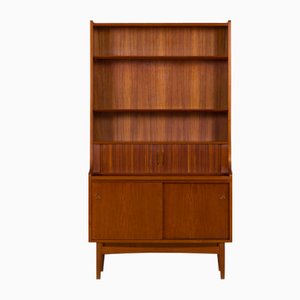 Danish Teak Bookcase with Secretaire and Tambour Doors by Johannes Sorth for Nexo, 1960s
