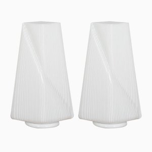 Italian Striped Murano Glass Table Lamps in the style of Lino Tagliapietra, 1970s, Set of 2