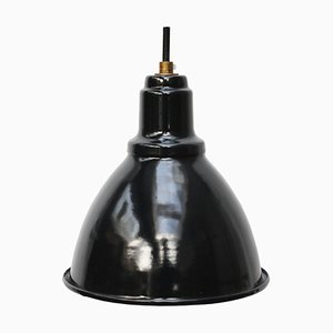 Lampe à Suspension d'Usine Vintage Industrielle en Émail Noir