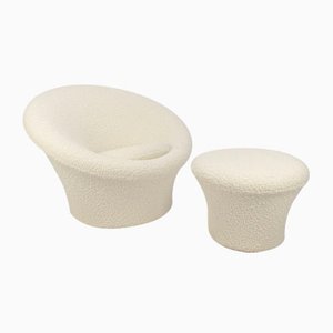 Mid-Century Mushroom Sessel & Fußhocker von Pierre Paulin für Artifort, 1960er, 2er Set