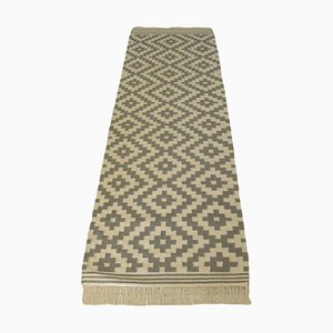 Handwoven Geometric Pattern Wool Berber Kilim Runner Rug from Berber Weavers