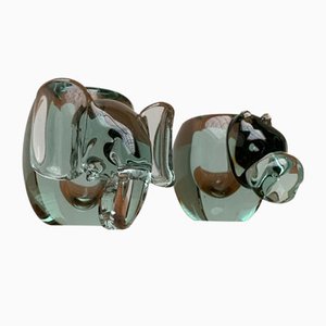 Vintage African Handmade Glass Animal Candle Holder from Ngwenya Glass, Set of 2