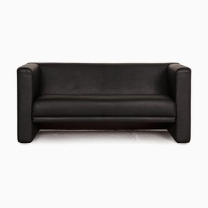 Black Leather 563 2-Seat Couch from WK Wohnen