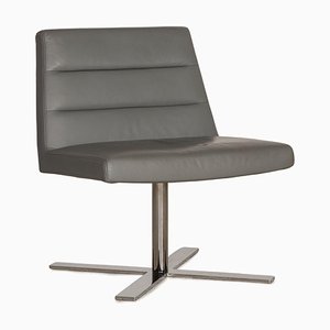 Gray Leather Armchair with Swivel Function from Ligne Roset