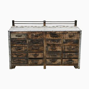 Wood and Zinc Tea Counter With 20 Drawers
