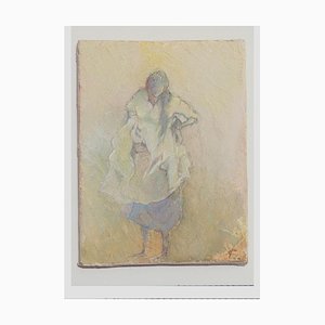 Miyuki Takanashi, White Hemden Pose, 2021, Japan, China, Tempera, Gouache & Sand on Canvas on Board
