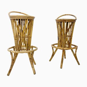 Italienischer Mid-Century Modern Rattan Barhocker, 1960er