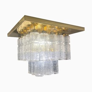 Mid-Century Modern Brass & Glass Ceiling Light from Kalmar, Austria, 1960s