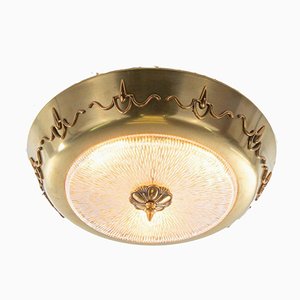 Lampada ad incasso Art Déco in ottone e vetro, anni '30