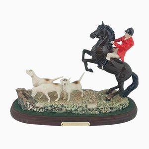 Tally Ho Huntsman on Reears Horse on Wooden Plinth Keramik von Beswick