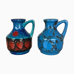 Vasi Op Art in ceramica multicolore di Bay Kermik, Germania, set di 2