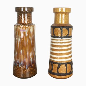 Vintage Pottery Fat Lava Glazed Vases from Scheurich, Germany, 1970s, Set of 2