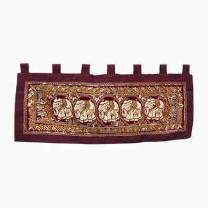 Red Embroidered Elephant Tapestry Kalaga Wall Hanging