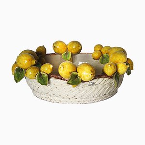 Large Centerpiece with Lemons in Ceramic by Ceramiche Ceccarelli