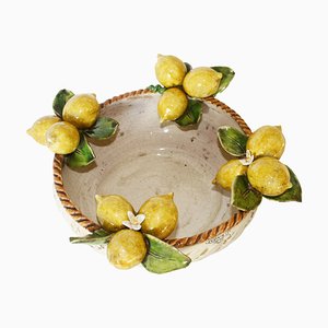 Panier avec Petits Citrons en Céramique par Ceramiche Ceccarelli