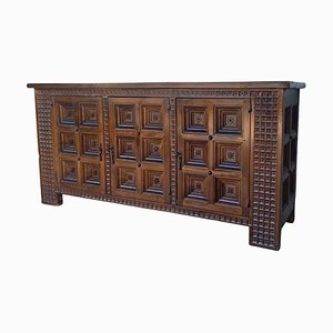 19th Century Large Spanish Gothic Carved Walnut Cabinet with Three Doors