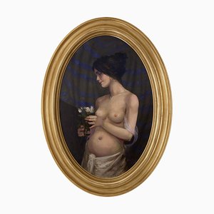 Nicola De Marco, La Sognatrice, Oil on Canvas, Framed