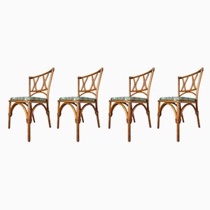 Mid-Century Bamboo Dining Chairs, 1970s, Set of 4