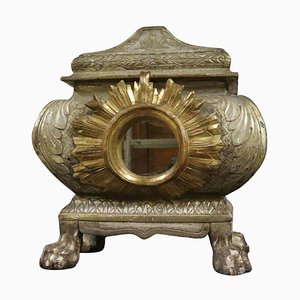 19th Century Italian Reliquary in Silvered and Gilded Wood