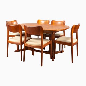 Danish Dining Table and Teak Chairs by Niels Koefoed for Koefoeds Hornslet & Glostrup, Set of 7