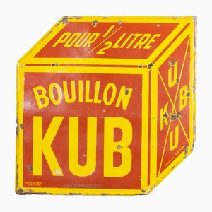 Grand Panneau Publicitaire Bouillon Cube en Émail, France
