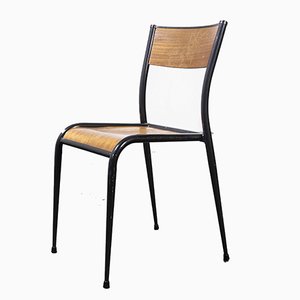 French Black Tapered Leg School Dining Chair from Mullca, 1950s