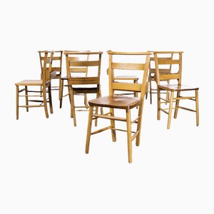 British Beech Church Chairs with Sapele Seat, 1960s, Set of 8