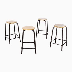 French High Stools with Chocolate Square Frame from Mullca, 1960s, Set of 4