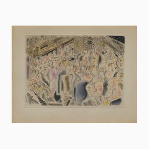 Chas-Laborde, Rues et visages de New-York, Wall Street, 1950, Aguafuerte sobre papel tejido