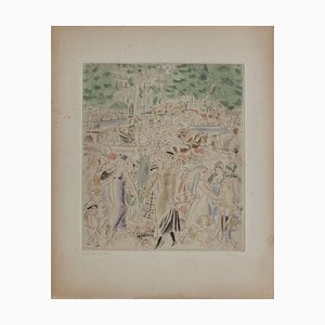 Chas-Laborde, Rues et visages de Paris, Avenue du Bois, 1926, Grabado sobre papel tejido
