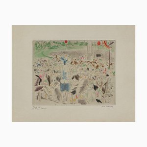 Chas-Laborde, Rues et visages de Paris, A Longchamp, 1926, Acquaforte su carta intrecciata