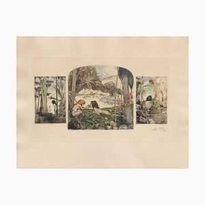 Abel Pann, Adam Et Eve Au Jardin D'eden, 1916, Etching on Van Gelder Zonen Paper