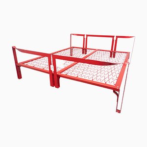 Cama Vanessa italiana de metal rojo de Tobia Scarpa para Gavina, años 50