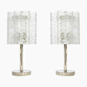 Lámparas de mesa alemanas de cristal de Murano y cromo de Doria, años 70. Juego de 2