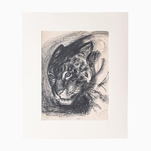 Eric Wansart Ukkel, Elsene, Zeichnung eines Panthers, 1976, Kohle