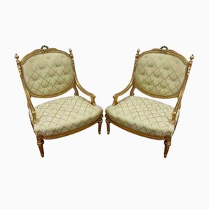 Mid 19th Century Louis XVI Queen Armchairs, Set of 2